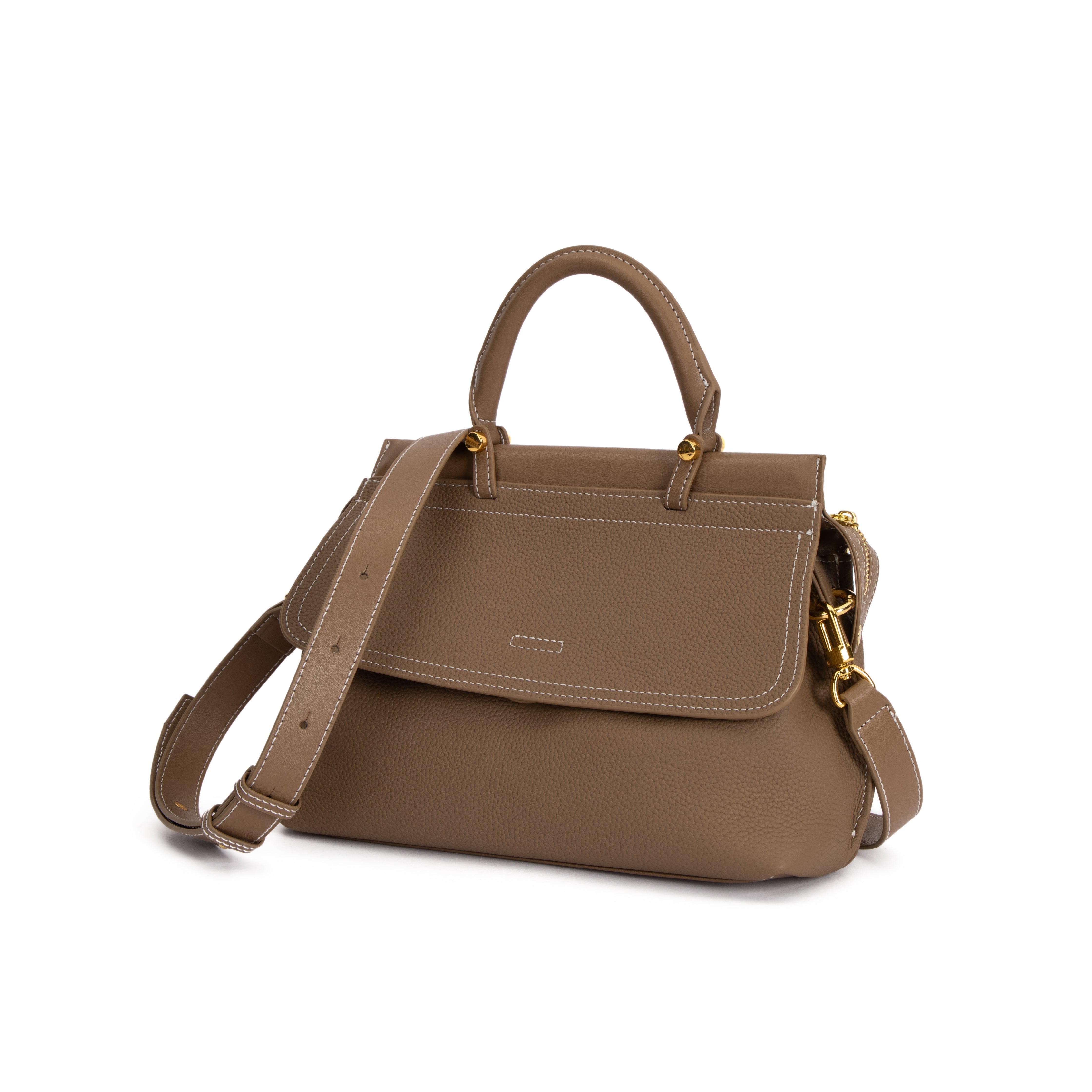 Taupe Grain Leather Chelsea Bag