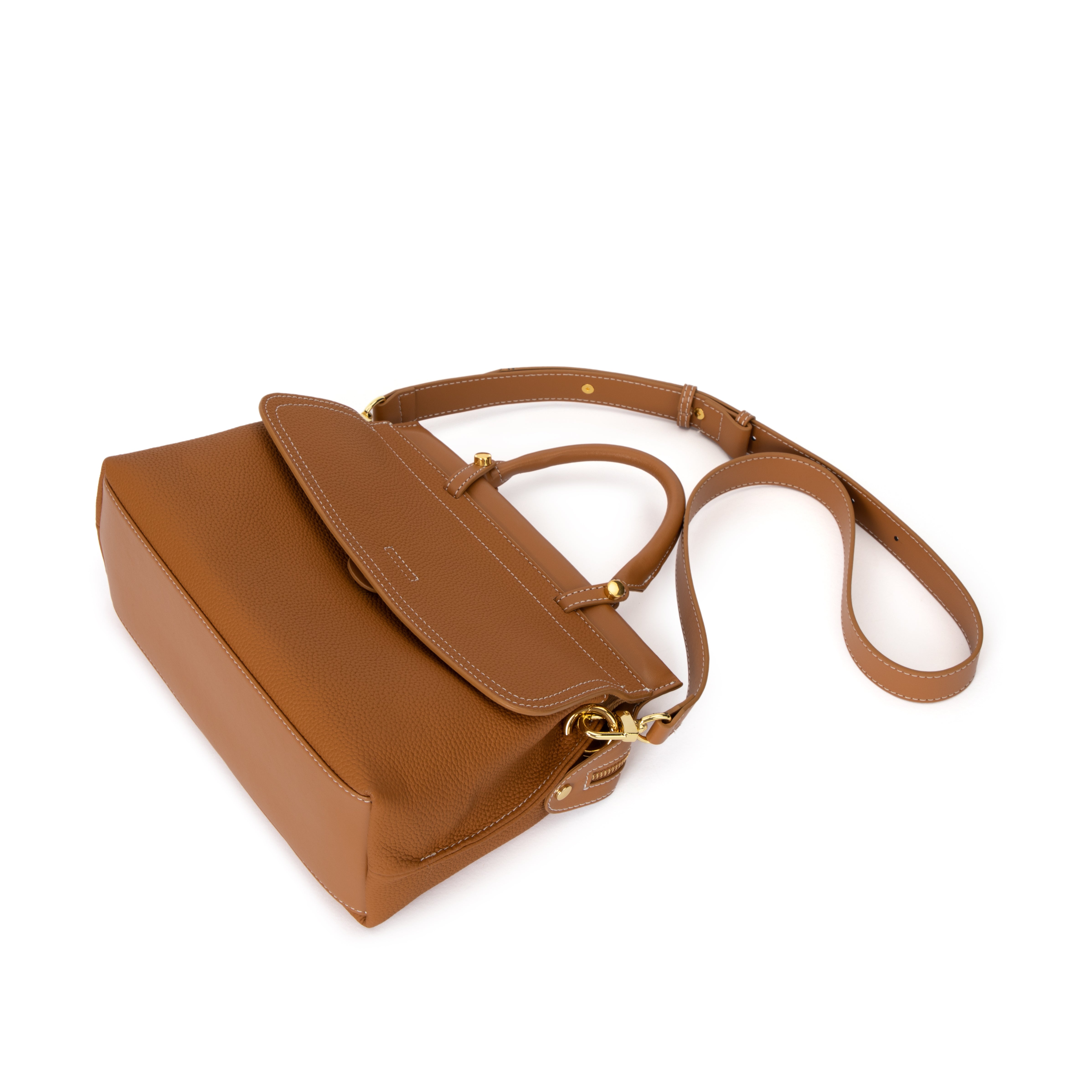 Caramel Grain Leather Chelsea Bag