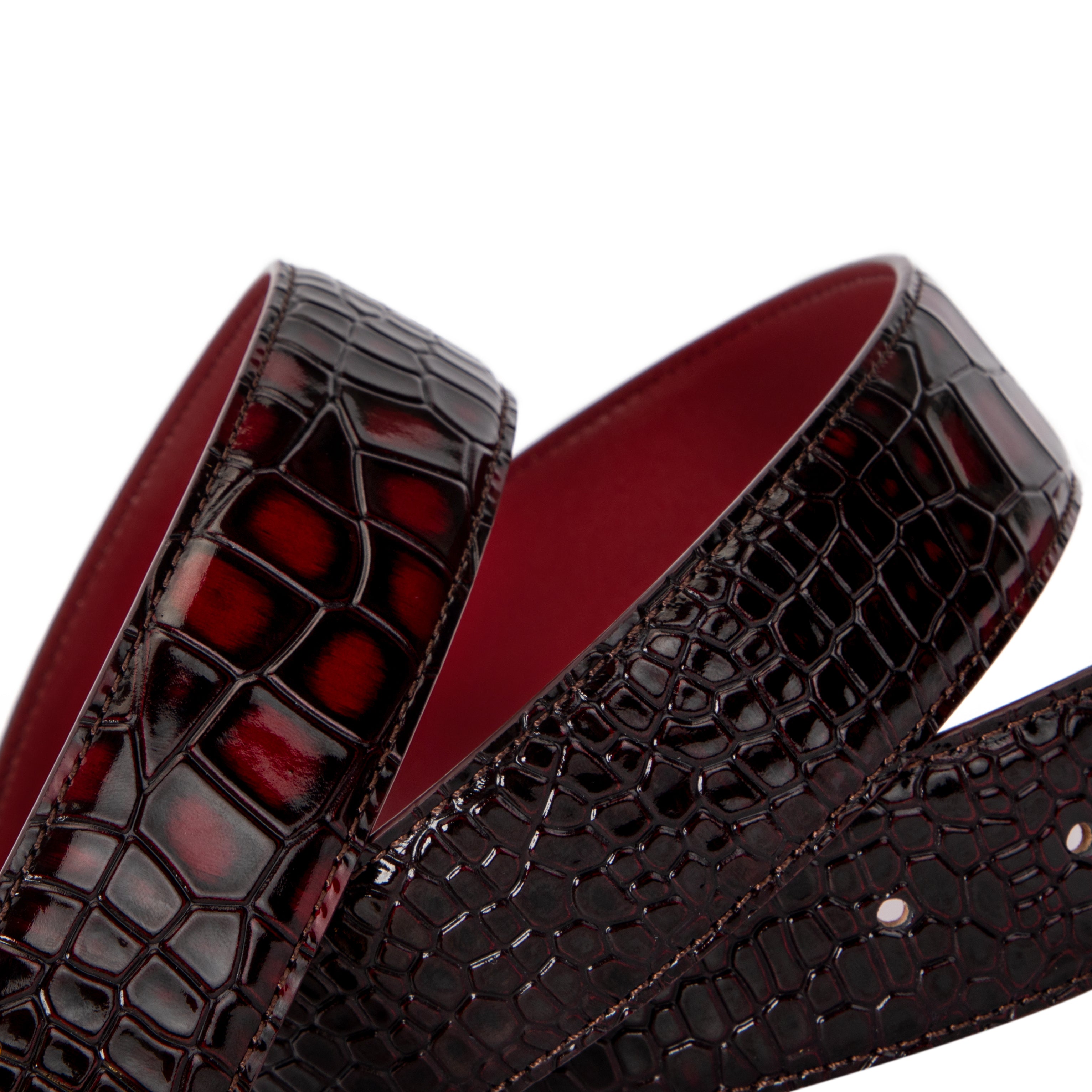 Burnt Maroon Crocodile Belt