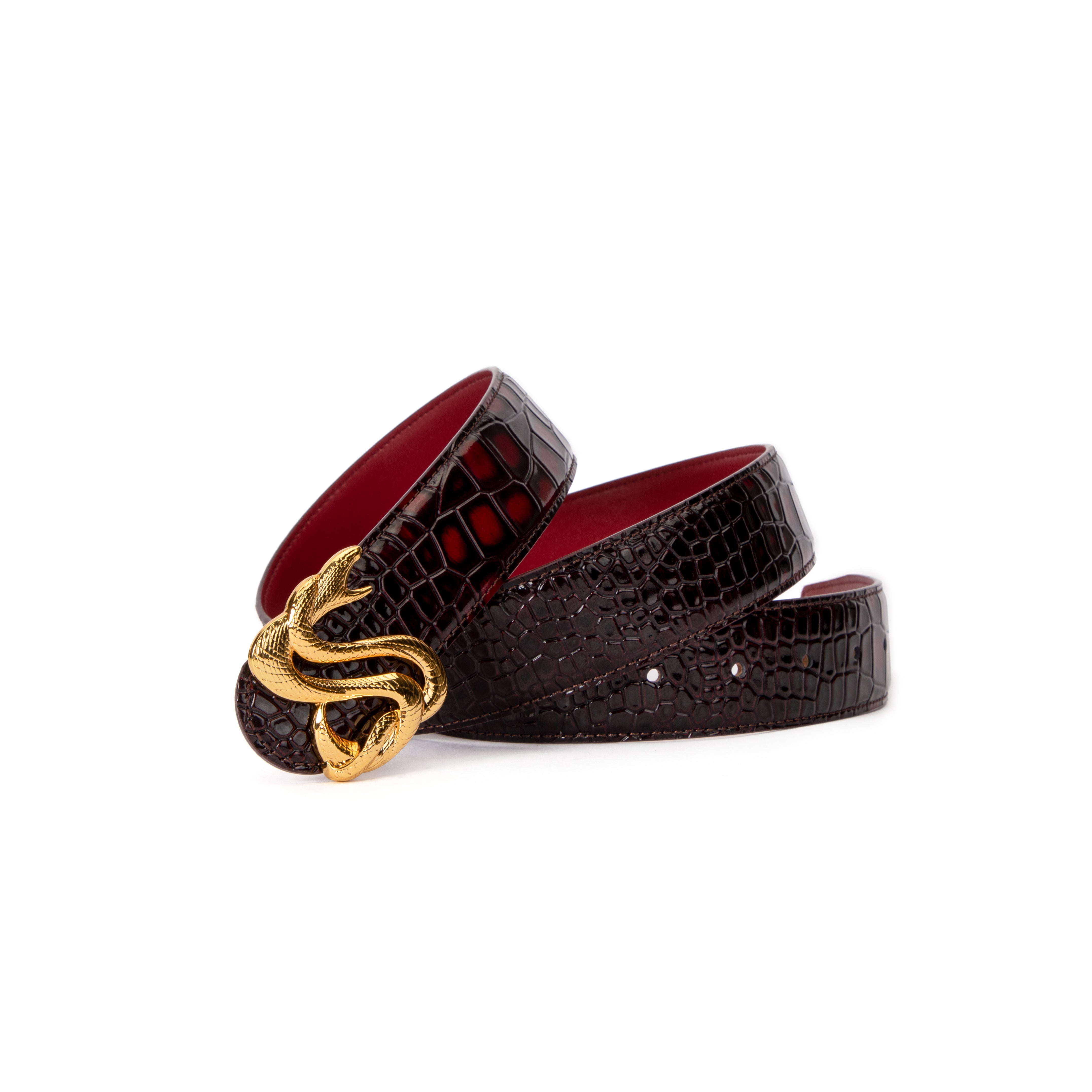Burnt Maroon Crocodile Belt
