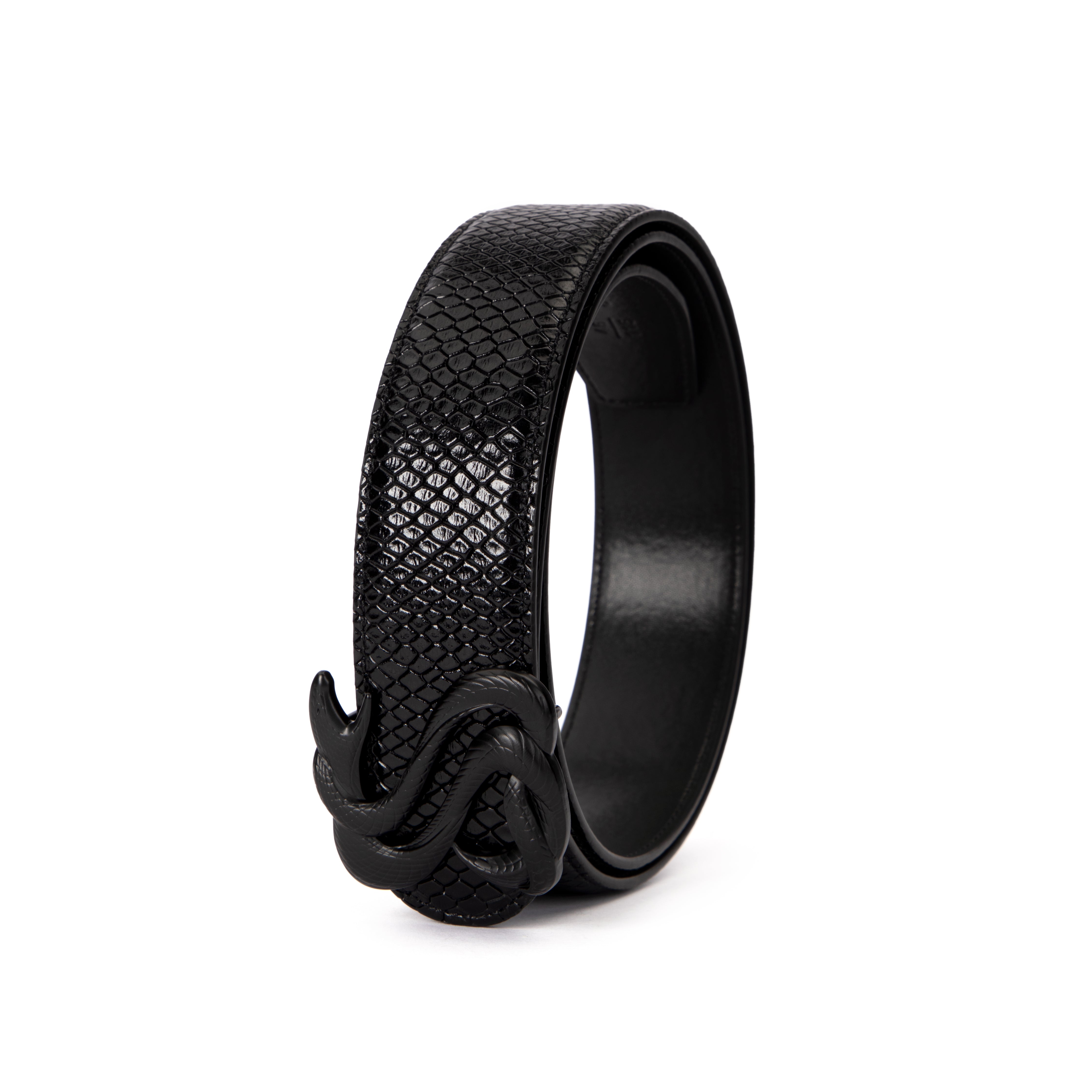 Midnight Black Snakeskin Belt
