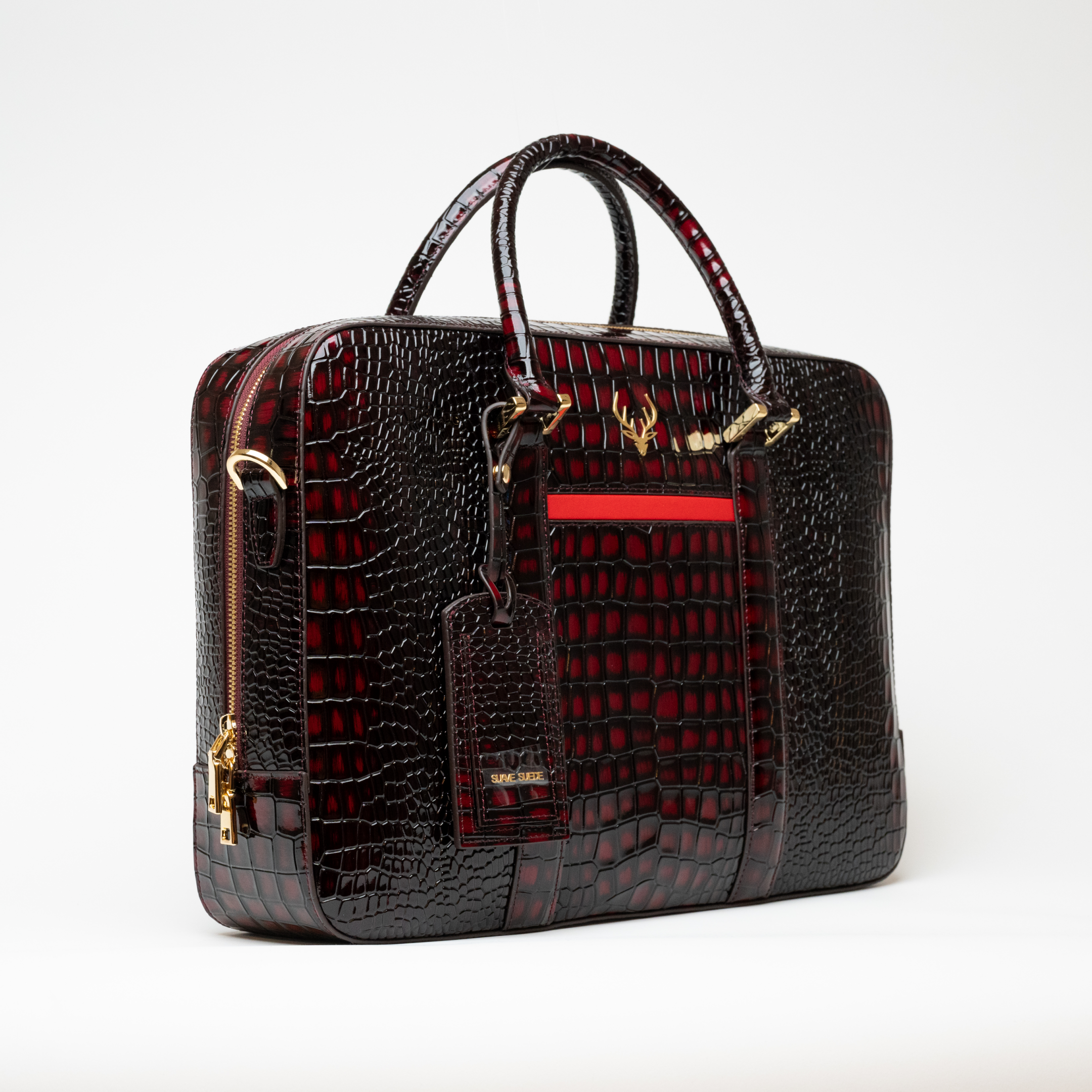 Burnt Maroon Croc Handbag