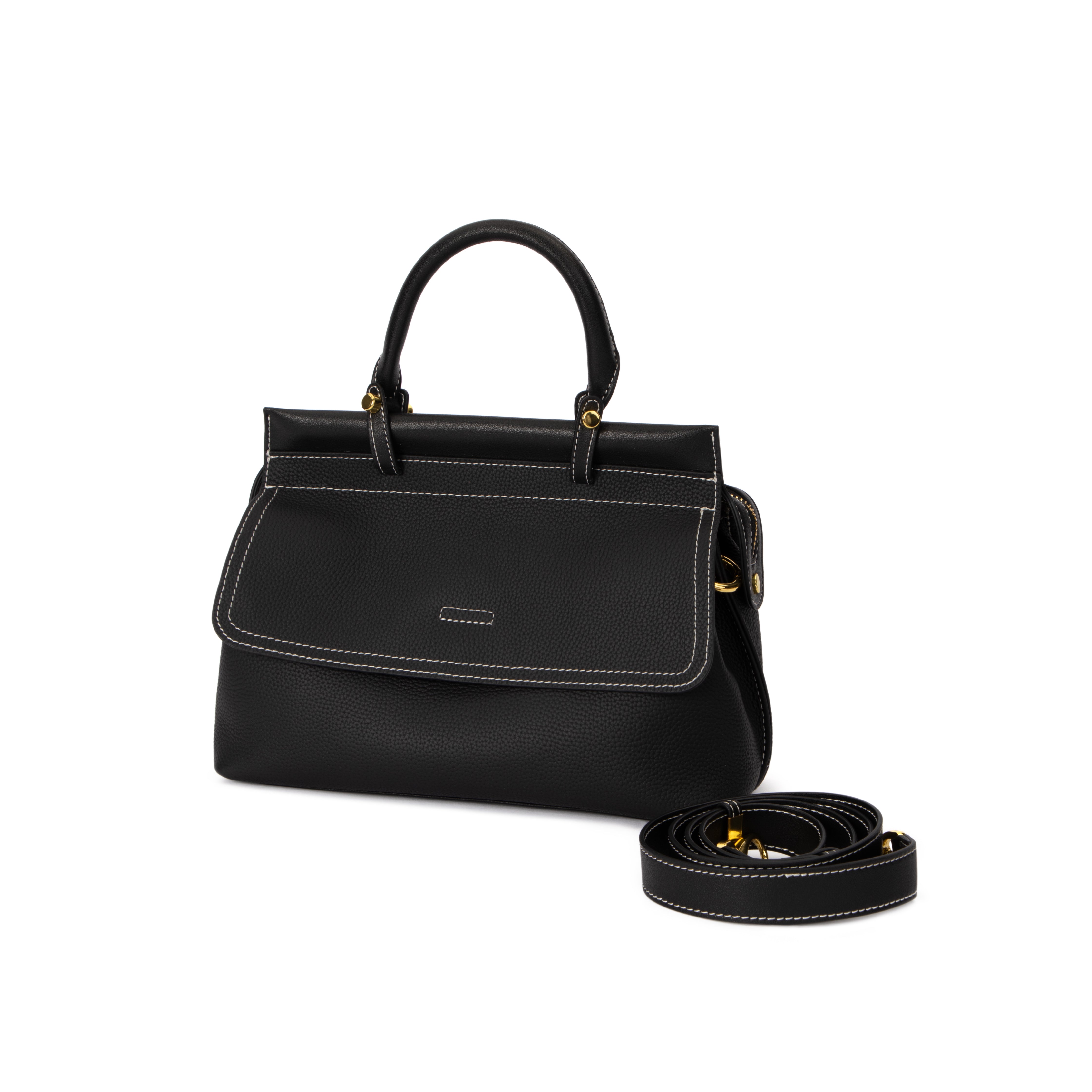 Black Grain Leather Chelsea Bag