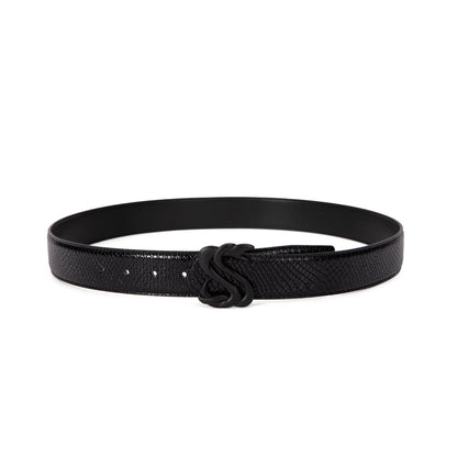 Midnight Black Snakeskin Belt