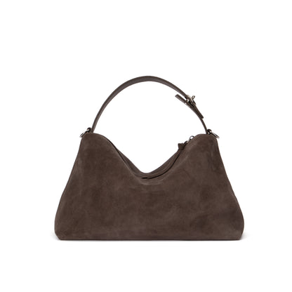Smoky Quartz Suede Shoulder Bag