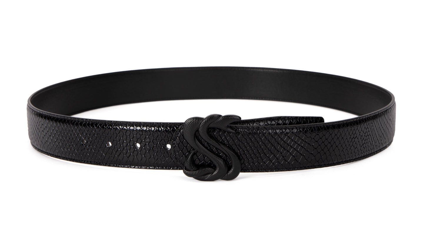 Midnight Black Snakeskin Belt