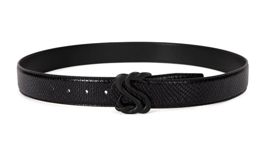 Midnight Black Snakeskin Belt