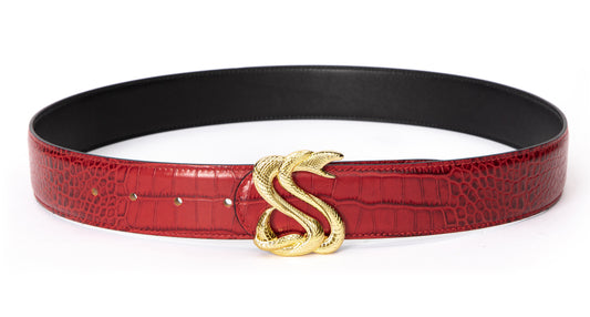 Garnet Luxe Croc Belt