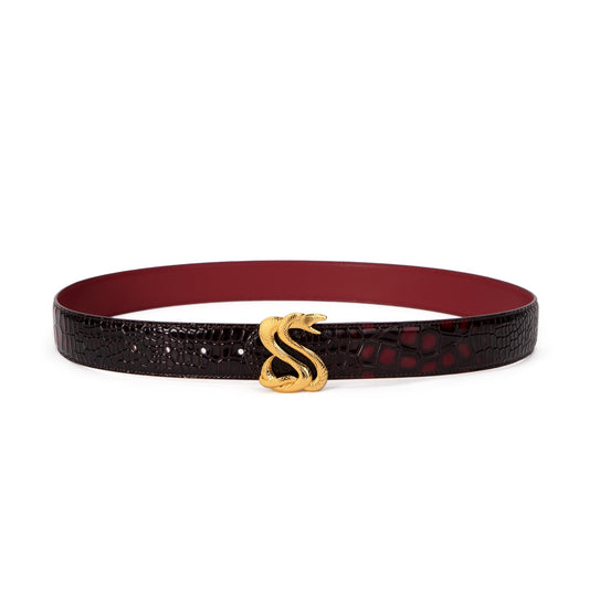 Burnt Maroon Crocodile Belt