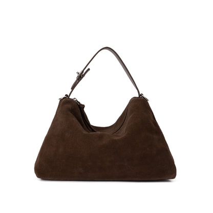 Espresso Suede Shoulder Bag
