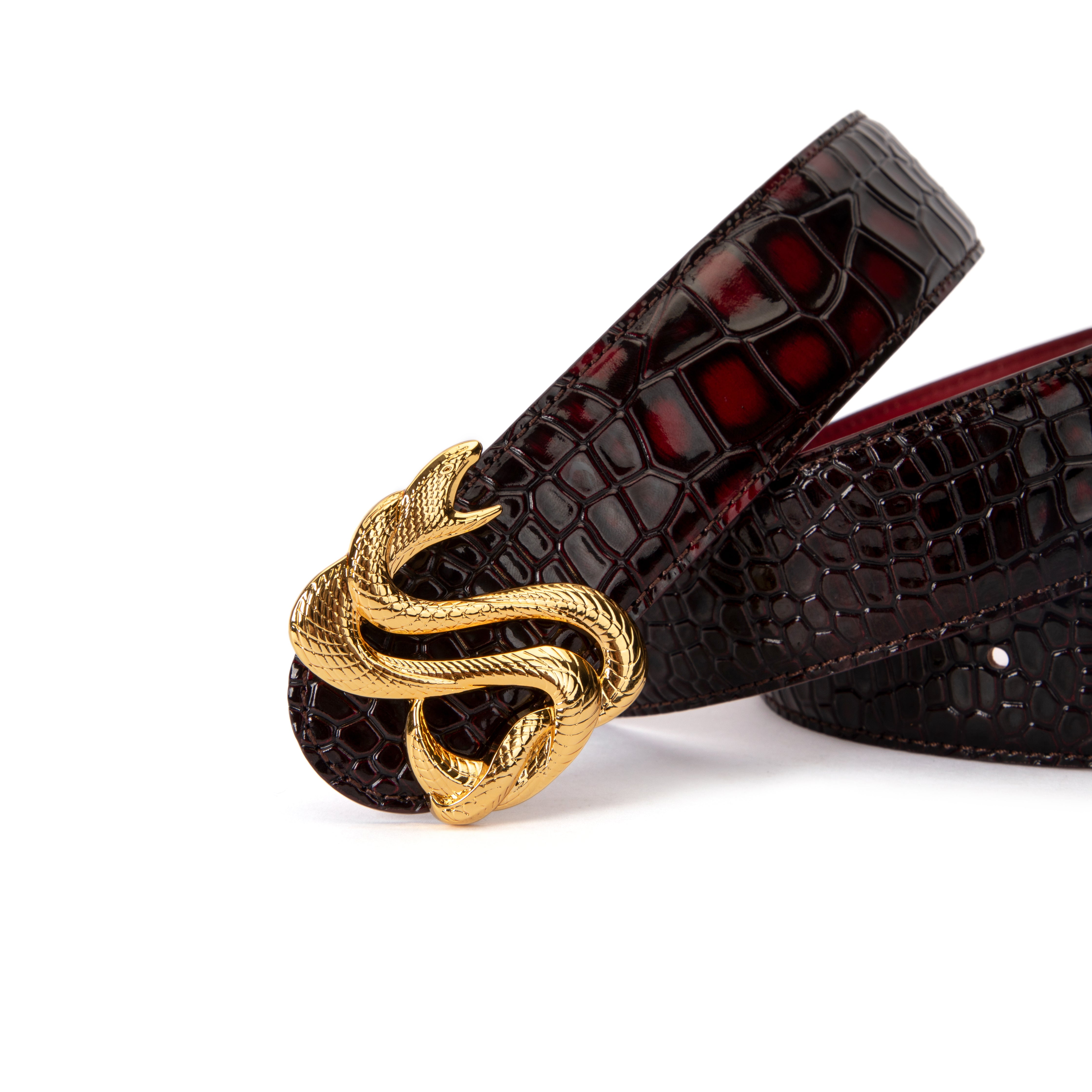 Burnt Maroon Crocodile Belt