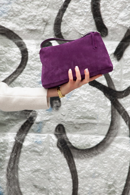 Lavender Plum Suede Shoulder Bag