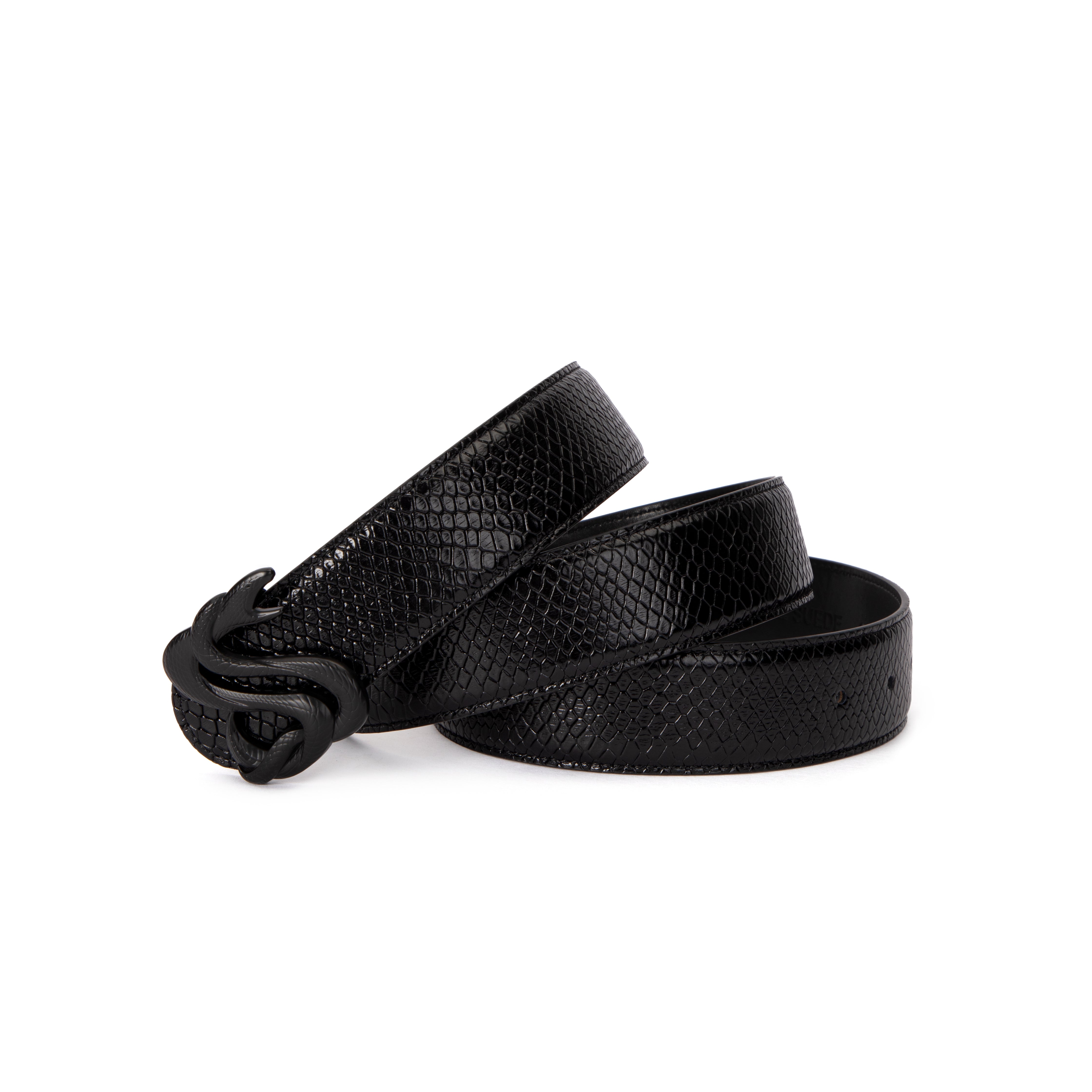 Midnight Black Snakeskin Belt