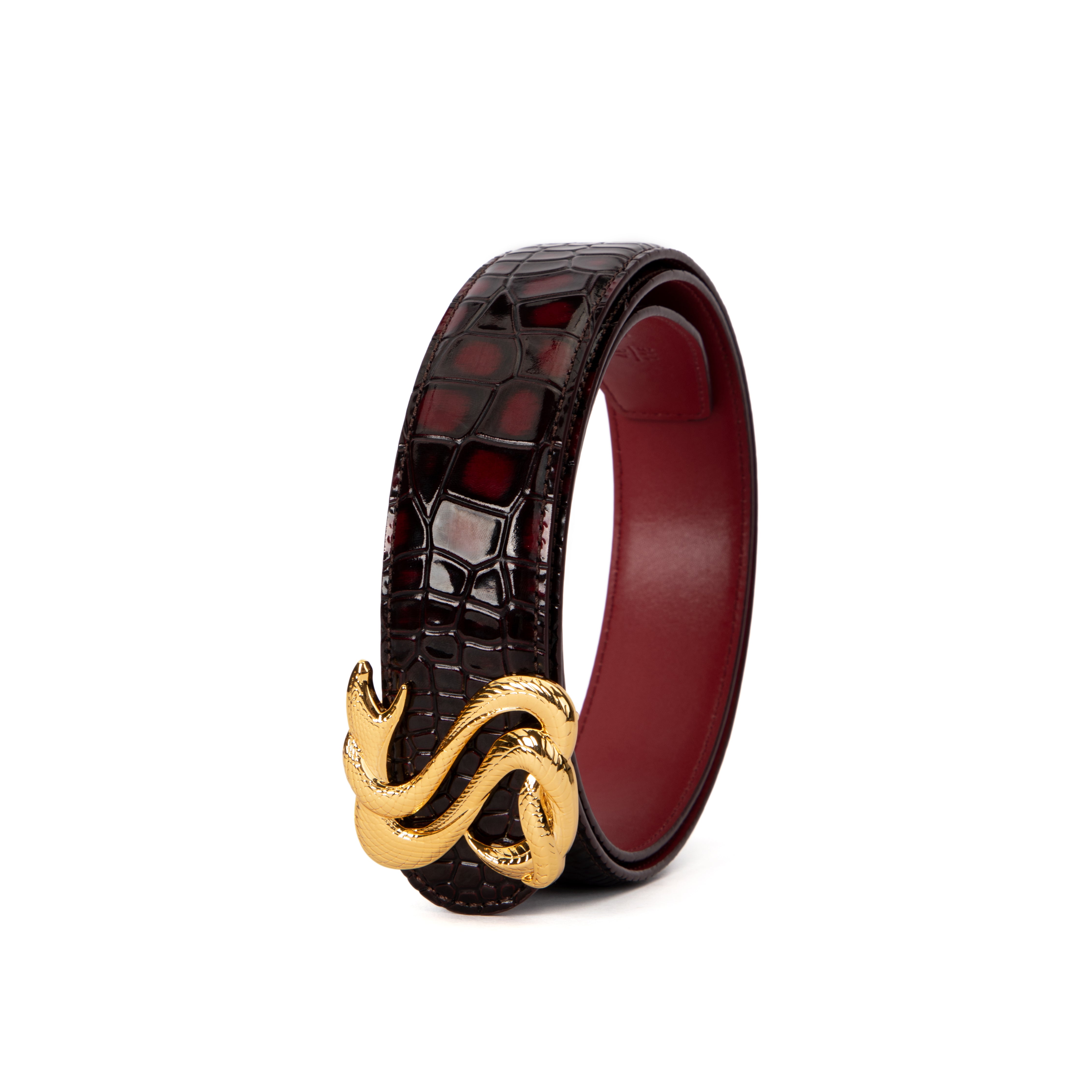 Burnt Maroon Crocodile Belt