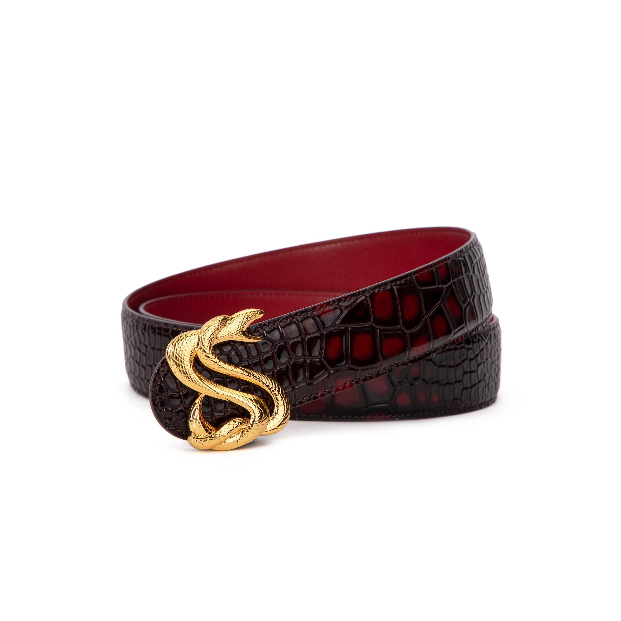 Burnt Maroon Crocodile Belt