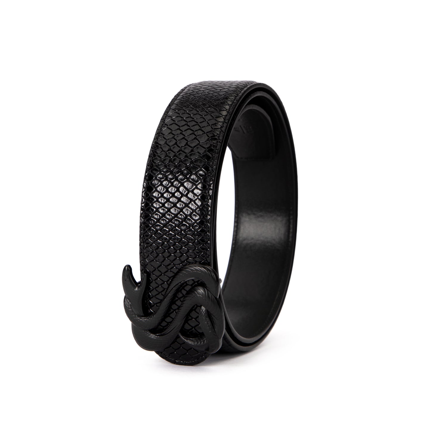Midnight Black Snakeskin Belt