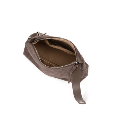 Smoky Quartz Suede Shoulder Bag