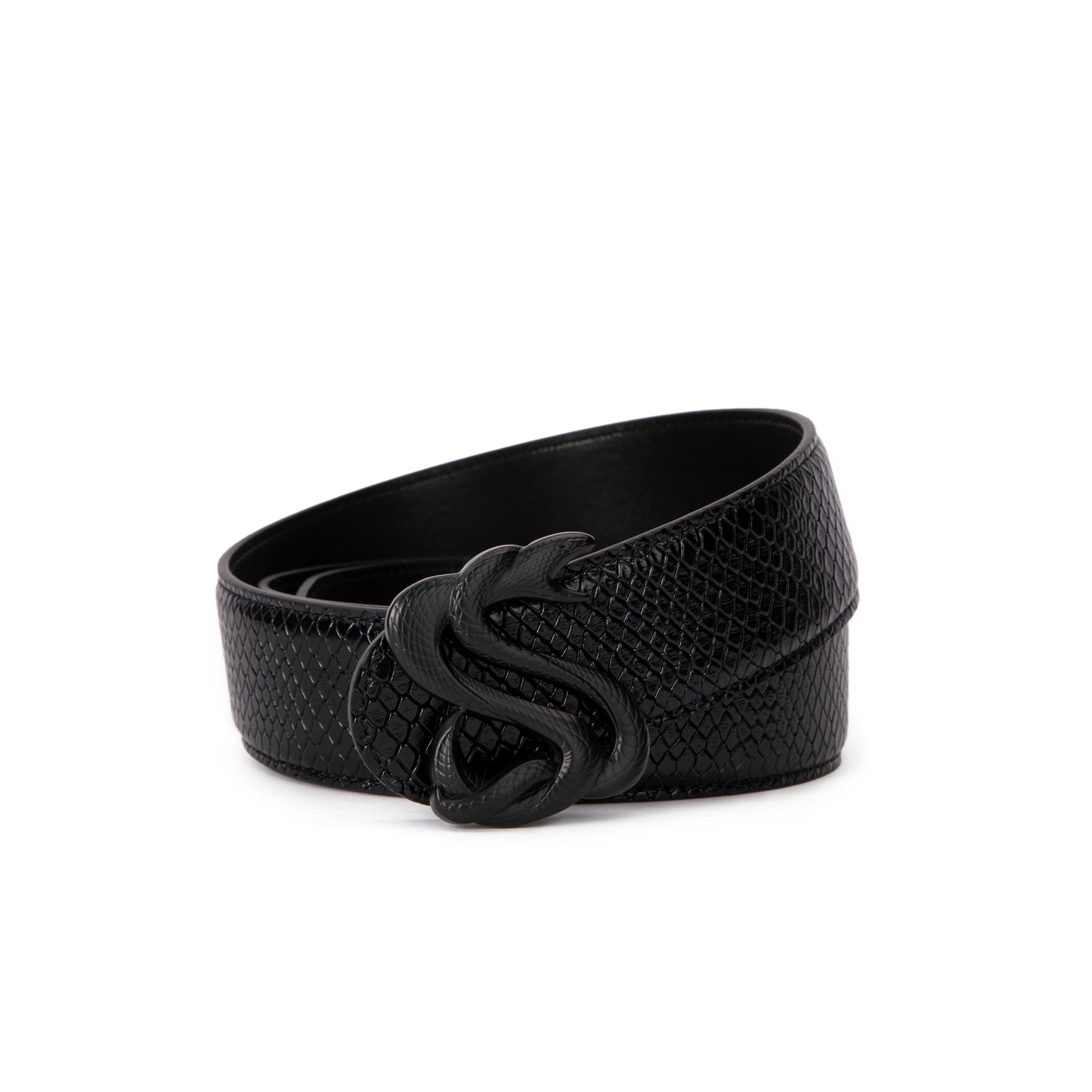 Midnight Black Snakeskin Belt