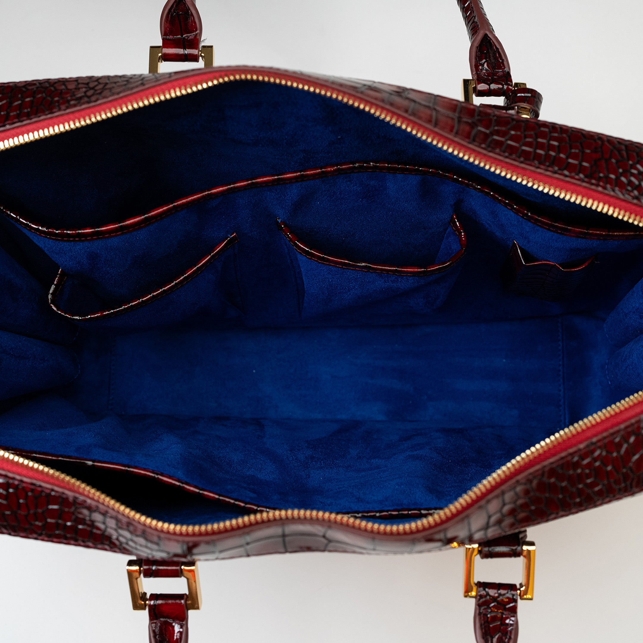 Burnt Maroon Croc Handbag