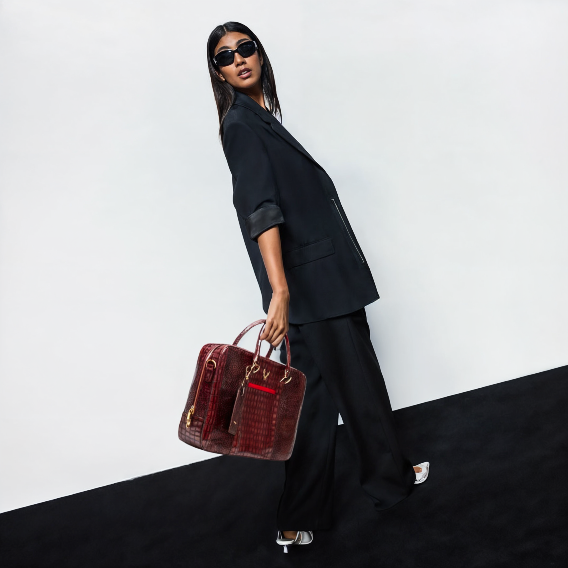 Maroon Crocodile Handbag