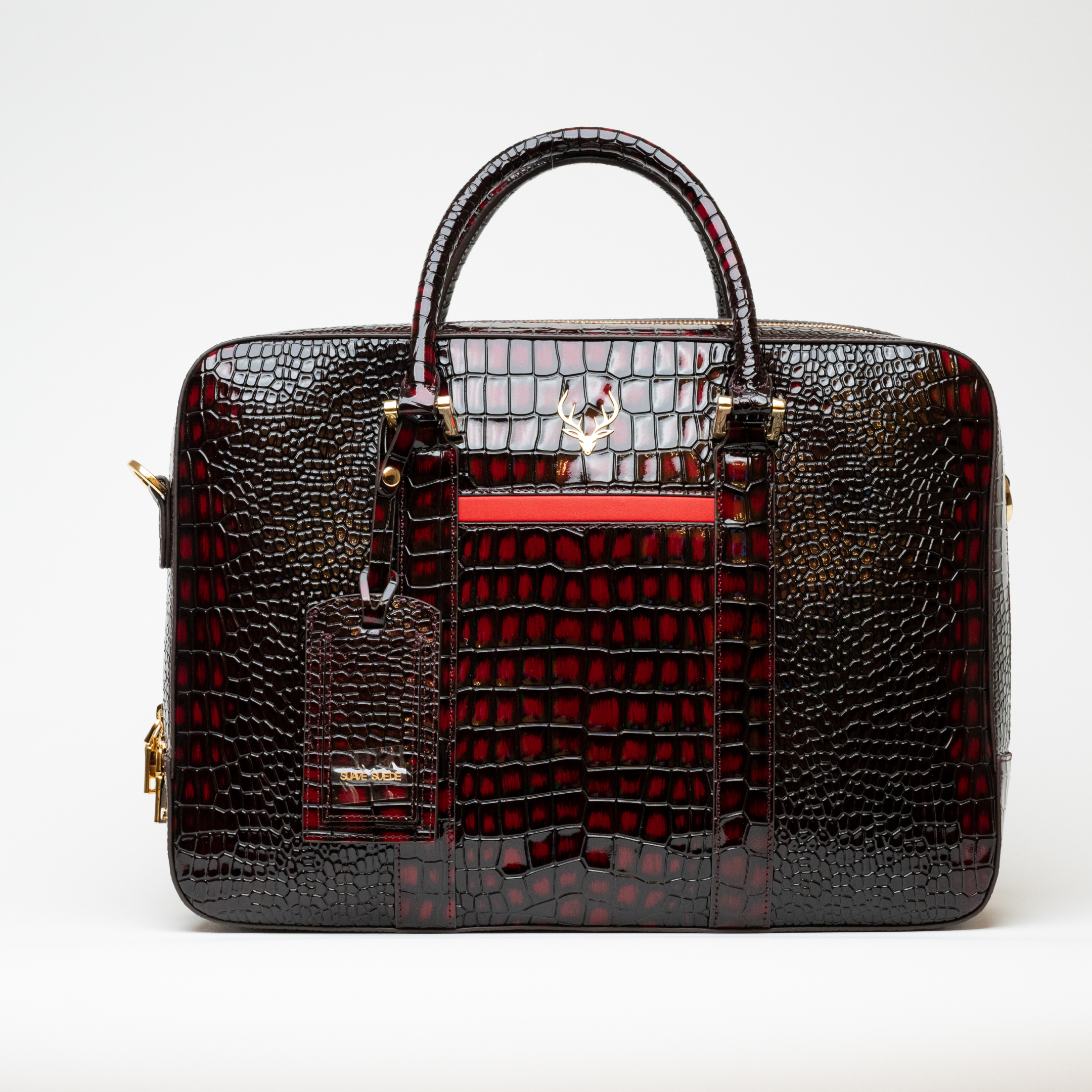 Burnt Maroon Croc Handbag