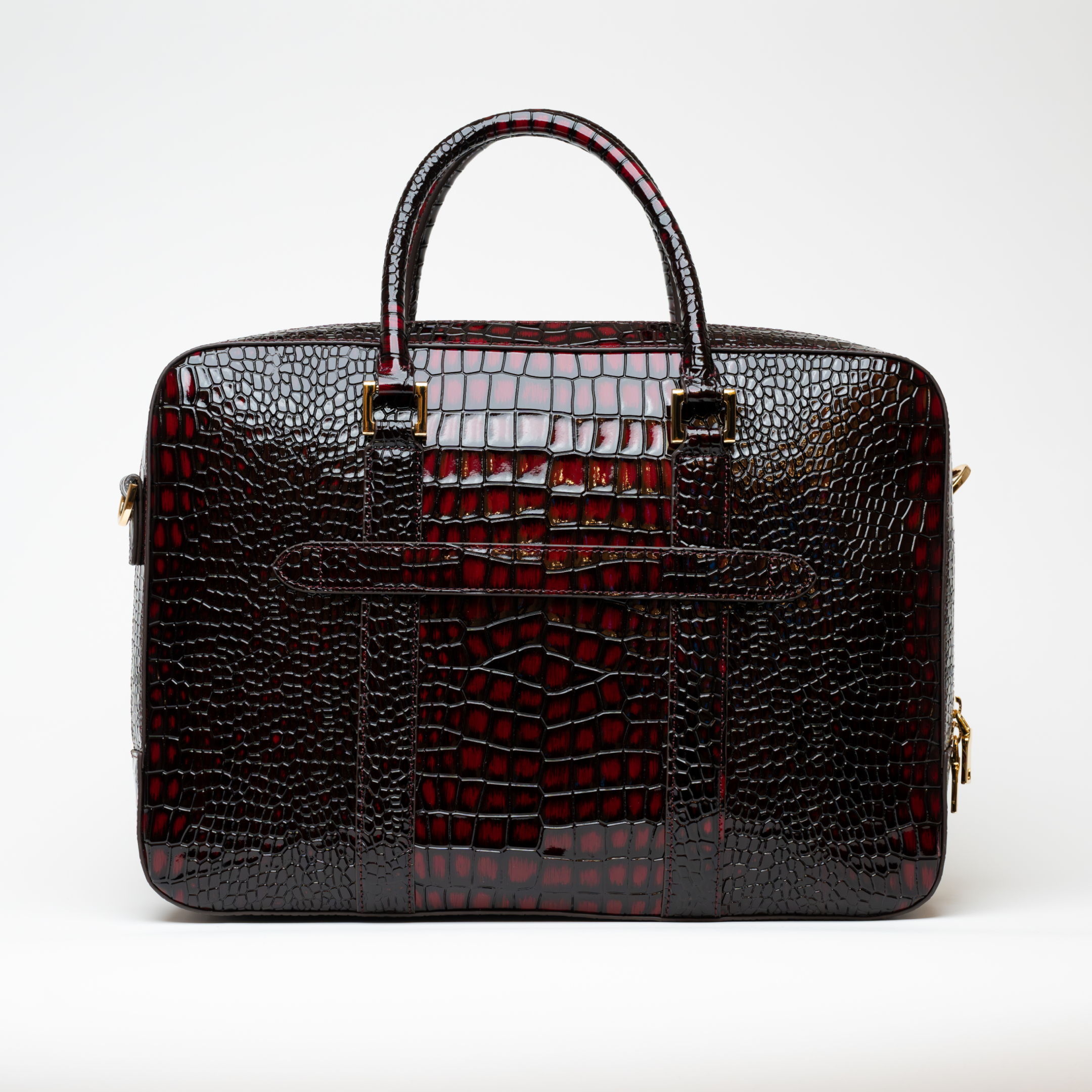 Burnt Maroon Croc Handbag